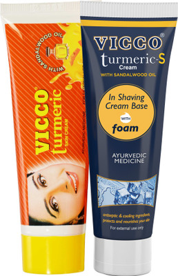 

Vicco Turmeric Skin Cream With Sandalwood Oil-70g+Shaving Cream(Turmeric-S Cream in Shaving Cream Base wih Foam)-70g(Set of 2)