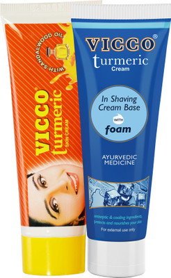 

Vicco Turmeric Skin Cream With Sandalwood Oil-70g+Shaving Cream(Turmeric Cream in Shaving Cream Base with Foam)-70g(Set of 2)