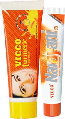 

Vicco Turmeric Skin Cream With Sandalwood Oil-70g+Narayani Pain Relief Gel-30g(Set of 2)