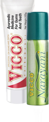 

Vicco Tooth Paste(Vajradanti Paste)-200g+Narayani Pain Relief Spray-45g(Set of 2)