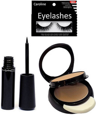 

caroline Eyelashes & Mac Liquid Eyeliner & Compact(Set of 3)