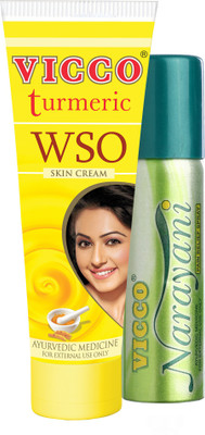 

Vicco WSO Turmeric Skin Cream-60g+Narayani Pain Relief Spray-45g(Set of 2)