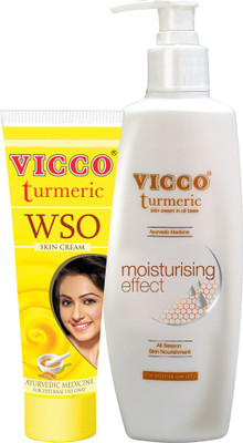 

Vicco WSO Turmeric Skin Cream-60g+Body Lotion/Moisturiser(Turmeric Cream in Oil Base)-100g(Set of 2)
