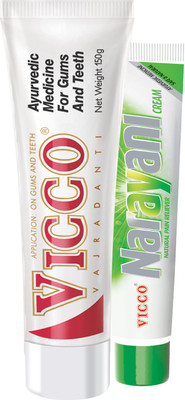 

Vicco Tooth Paste(Vajradanti Paste)-150g+Narayani Pain Relief Cream-30g(Set of 2)