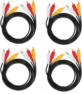 

Teratech (Pack of 4) Both Side Male 3RCA TO 3RCA 1.5 Meter Composite AV Cable RCA Audio Video Cable(Compatible with TV LCD LED DVD, Black)