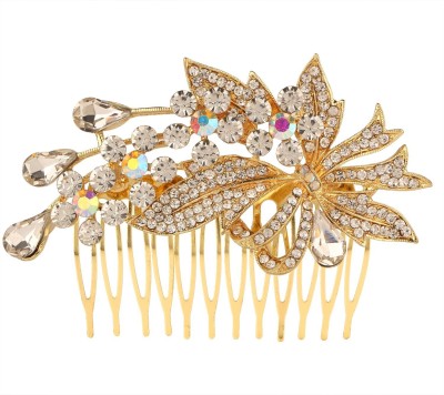 

Efulgenz Stylish Bridal Crystal Pearl Hair Clip Pin Coomb Jewellery Wedding Accessories Hair Pin(Gold)