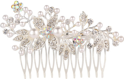 

Efulgenz Stylish Bridal Crystal Pearl Hair Clip Pin Coomb Jewellery Wedding Accessories Hair Pin(Silver)
