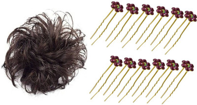 

GaDinStylo Pack of 1 New Fashion Brown Rubber Juda and 12 Stylish Hair Juda Pin Hair Accessories Hair Accessory Set(Multicolor)