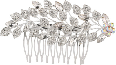 

Efulgenz Stylish Bridal Crystal Pearl Hair Clip Pin Coomb Jewellery Wedding Accessories Hair Pin(Silver)