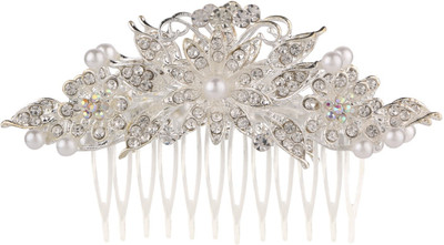 

Efulgenz Stylish Bridal Crystal Pearl Hair Clip Pin Coomb Jewellery Wedding Accessories Hair Pin(Silver)