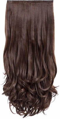 

A To Z Traders 5 Clips Curly and Wavy Extension High Temperature Synthetic Fiber, Dark brown24-inch for women/girls Hair Extension