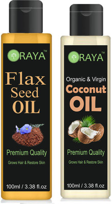 

ORAYA Premium Flaxseed oil and Coconut oil combo of 2 bottles of 100 ml (200ml) Hair Oil (200 ml) Hair Oil(200 ml)
