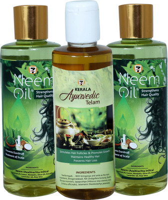 

7 Days NEEM OIL (100 ML) (PACK of 2) + KERALA AYURVEDIC TELAM OIL (100 ML) Hair Oil(100 ml)