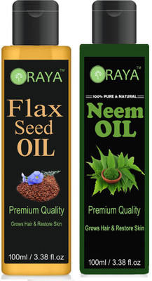 

ORAYA Premium Flaxseed oil and Neem oil combo of 2 bottles of 100 ml (200ml) Hair Oil (200 ml) Hair Oil(200 ml)