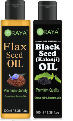 

ORAYA Premium Flaxseed oil and Blackseed oil combo of 2 bottles of 100 ml (200ml) Hair Oil (200 ml) Hair Oil(200 ml)