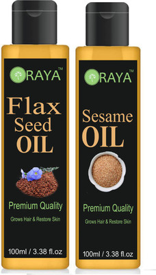 

ORAYA Premium Flaxseed oil and Sesame oil combo of 2 bottles of 100 ml (200ml) Hair Oil (200 ml) Hair Oil(200 ml)