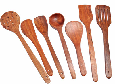 smile4ever Wooden cook tool set of 7 Kitchen Tool Set(Brown, Spatula)