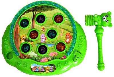 

Fabofly Battery Operated Crazy Hamster Attack Game Knocking Toys with music and light for Kids.(Green)