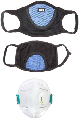 

aroraonlinetraders Combo of 3 Anti Pollution Activated Carbon Dust Face Mask with Breathing Valve Mask and Respirator
