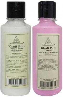 

Khadi Pure Herbal Rose & Honey And Sandalwood Moisturizer Combo (420ml) Pack 2(420 ml)