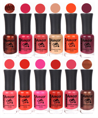 

Avnoor Trendy Color Gel Nail Polish Combo Set No 341 Multicolor(Pack of 12)