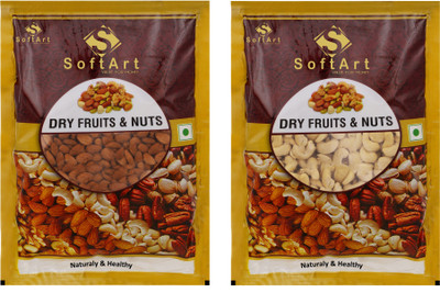 

Soft Art 100% Natural Premium Nuts and Dry Fruit Combo 1.9 Kg - Almond (Badaam) - 950 gms , Cashews (Kaju) - 950 gram Almonds, Cashews(950 g, Vacuum Pack)