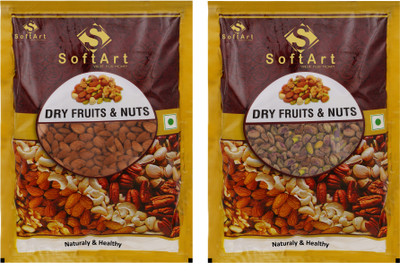 

Soft Art 100% Natural Premium Nuts and Dry Fruit Combo 1.5 Kg - Almond (Badaam) - 750 gms , Pistachios (Pista) - 750 gram Almonds, Pistachios(750 g, Vacuum Pack)