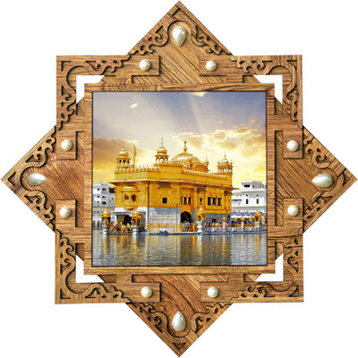 Poster N Frames Hand-Crafted Decorative Style Wooden Frame with (photo) Poster of Golden Temple Digital Reprint 16.5 inch x 16.5 inch Painting(With Frame)