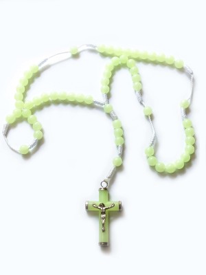 ShopTop Beige Catholic Rosary Radium Beads Holy Cross Pendant Cotton Dori