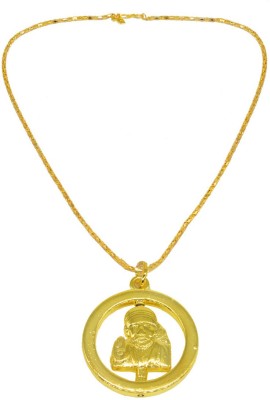 Shiv Jagdamba Religious Jewelry Rotational Lord Sai Baba Locket With Chain Gold-plated Brass Pendant