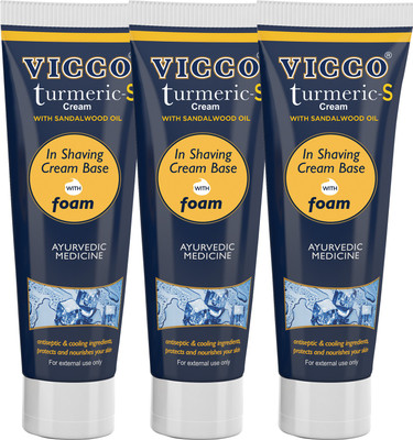 

Vicco Shaving Cream With Sandalwood Oil(Turmeric -S Cream In Shaving Cream Base with Foam)-70g-Pack of 3(210 g)