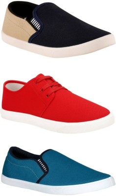 WELDONE Combo Pack Of 3 Sneakers For Men(Black, Red, Blue , 9)