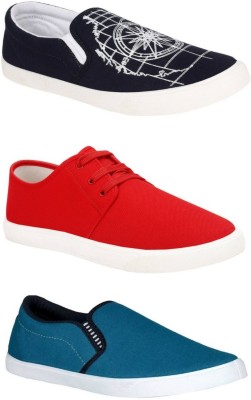 WELDONE Combo Pack Of 3 Sneakers For Men(Navy, Red, Blue , 9)