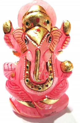 numeroastro Beautifully Handcrafted Lord Ganesha | Ganapati Ji In Rose Quartz Stone (150-160 Gms Approx) (1 Pc) Decorative Showpiece  -  6 cm(Crystal, Pink)