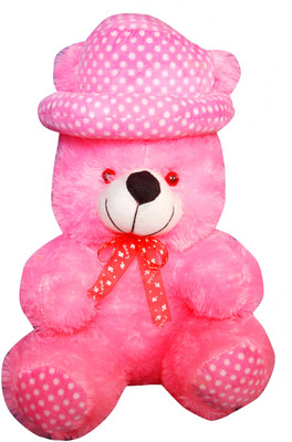 

omex 2 Feet Sitting Teddy Bear With Just For You (Pink) TEDDY BEAR WITH HAT & Bow - 60 cm - 60 cm(Pink)