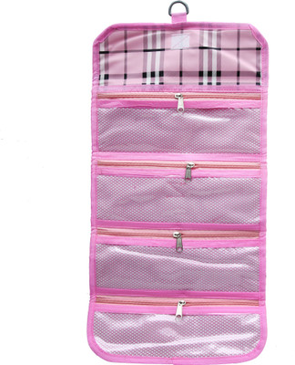

DIVYANA Hanging Foldable 4 Slot Watch Cover/Bracelet Cover/Jewellery/Necklace/Chain Case Jewellery, Makeup Vanity Box(Pink)