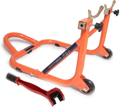 GrandPitstop Bike Rear Paddock with Free Chain Cleaning Brush (Black and Orange) Combo