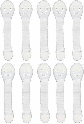 

Mopslik Baby Proofing Child Safety Strap Lock for Drawers,Fridge,Cupbiards Etc. White Colur (Pack of 10)(White)