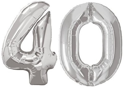 Party Anthem Solid 40 Number Silver Foil Balloon(Silver, Pack of 1)