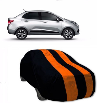 AuraFab Car Cover For Hyundai Xcent (With Mirror Pockets)(Orange, Blue)