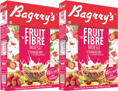 

Bagrry's Fruit N Fibre Strawberry Muesli Pack of 2(1000 g, Box, Pack of 2)