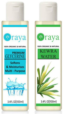 

ORAYA Organic Glycerin and Kewra water For Toner, Cleanser, Nourishing & Refreshing Purposes(100 ml)-Pack of-2-Bottle- (200 ml) (combo) (200 ml)(200 ml)