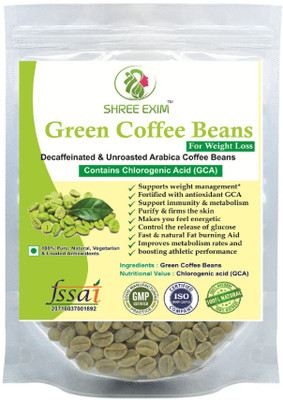 

SHREE EXIM Green Coffee beans for Weight Loss (Decaffeinated & Unroasted ) Instant Coffee 250 g(Green Coffee Flavoured)