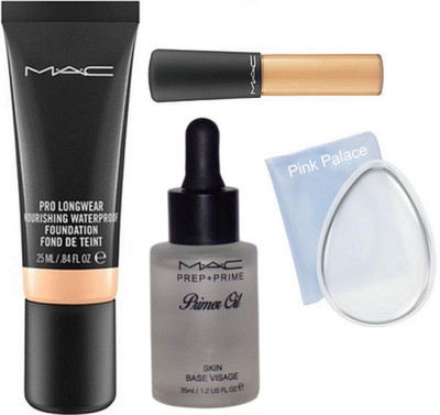

pink palace silicon puff, Mac pro long wear foundation, primer oil, mineralize concealer(Set of 4)
