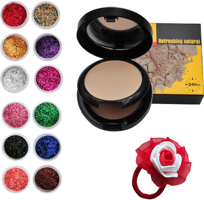 

Vozwa Colourful Sparkles Nail Fabulous Art Glitter Powder 12 Pcs, 2 in 1 Compact with Concealer and band(Set of 14)