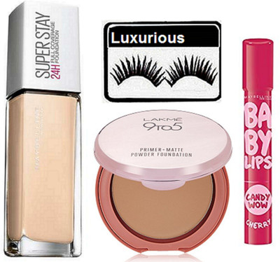 

luxurious Eyelashes & Super Stay Foundation & Primer Matte Compact & Balm(Set of 3)