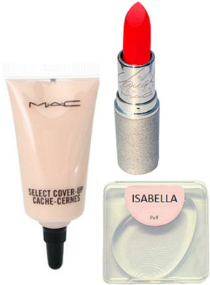 

ISABELLA silicone puff & select cover up concealer & lipstick(Set of 3)