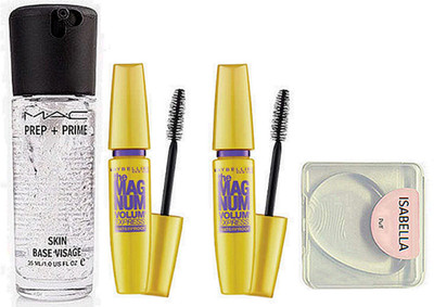 

ISABELLA silicon puff & prep+Prime skin base primer & the magnum mascara (pack of 2)(Set of 4)