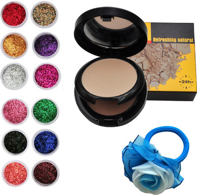 

Vozwa Colourful Sparkles Nail Fabulous Art Glitter Powder 12 Pcs, 2 in 1 Compact with Concealer and band(Set of 14)