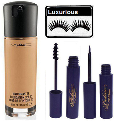 

luxurious Eyelashes & Match Master Foundation & Padma Eyeliner+Mascara(Set of 4)
